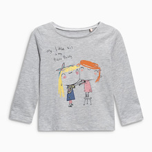 Little Maven New Autumn Spring Children Grey Smiling Kids Full- sleeved O-neck Quality Cotton Knitted Girls Casual Tshirt 2024 - buy cheap