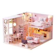 Casa de muñecas en Miniatura para niños, juguete de casa de muñecas en Miniatura con muebles, luces Led, Diy para muñecas de regalo de cumpleaños, L-022 2024 - compra barato