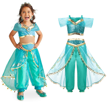 Girls Aladdin's Lamp Jasmine Dress up Costumes Children Halloween Belly Dance Dresses Arabian Indian Princess Cosplay Costume 2024 - buy cheap