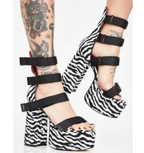 Carpaton Summer Super High Platform Thick Heels Sandals for Woman Open Toe Zebra Printed Ankle Strap Gladiator Shoes Size 36-42 2024 - buy cheap