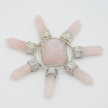 Cristal de cuarzo rosa Natural, 7 Chakras, Prisma hexagonal, generador de energía, Torre colgante, péndulo, Reiki, amuleto curativo 2024 - compra barato