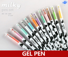 12 colored Milky gel pen set , Diamond Milk Pen as Korean Stationery for school kids supplies 2024 - buy cheap