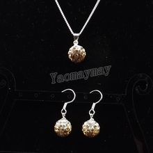 Rhinestone Set Gradient Gold Disco Ball Pendant Earrings And Necklace For Women 10 Sets Wholesale 2024 - buy cheap