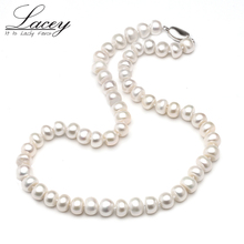 Freshwater pearl necklace 925 silver jewelry,wedding white pearl necklace chain for women,natural pearl jewelry fine gift 2024 - buy cheap