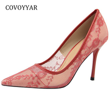 COVOYYAR-zapatos de tacón fino con malla de moda para mujer, tacones de aguja, puntiagudos, sexys, para verano y otoño, 2021, wh656 2024 - compra barato