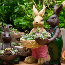 Outdoor Garden Large Diameter Bunny Animal Fleshy Flower Pot Resin Ornaments Crafts Courtyard Villa Balcony Figurines Decoration 2024 - buy cheap