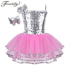 Kids Girls Sequin Jazz Dancewear Costumes with Hairclip Fashion Latin Modern Jazz  Latin Waltz Dancing Dress Stage Show Clothes 2024 - buy cheap