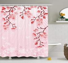 Conjunto de cortina de banheiro japonês flor de cerejeira sakura botões primavera destinos de viagem imagem sazonal impressão de poliéster 2024 - compre barato