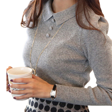 Women Sweater 2016 New Fashion Casual Spring Autumn Women Solid Color Buttons Work Office Pullover Slim Knitted Sweaters ZY656 2024 - buy cheap