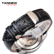 Reloj de hombre con correa de cuero, de 22mm, 24mm y 26mm, correa negra con hebilla de reloj de acero inoxidable 2024 - compra barato