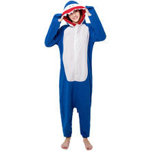 Gran oferta JINUO 2018 pijamas de animales Onesie pijama de dibujos animados de tiburón azul pijama invierno calentito pijama adulto ropa de dormir con capucha 2024 - compra barato