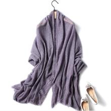 Naizaiga 100% cashmere solid thick winter warm women scarf long big size luxury thin purple grey shawl , DX43 2024 - buy cheap