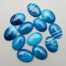 charm blue Striped onyx natural stone beads for jewelry making 25X18MM cab cabochon fashion Ring accessories 12Pc/lot  No holes 2024 - buy cheap