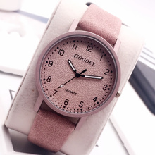Relógio de pulso feminino gogoey, novo relógio de pulso de couro para mulheres, relógio retrô, saat bayan kol saati montre femme, moda 2018 2024 - compre barato