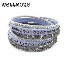 WELLMORE leather bracelet women charm bracelets magnet buckle winding bracelet Bohemian bracelets boho bangle wholesale B21602 2024 - buy cheap