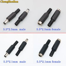 ChengHaoRan 10pcs male female jack DC Power Plug jack with Tail ABS 5.5mm x 2.1mm 5.5mm x 2.5mm Connector DIY Repair Adapter 2024 - buy cheap