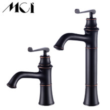 Basin Faucets Black Brass Retro Bathroom Basin Sink Mixer Taps Deck Mounted Single Holder Swivel Spout Black Faucet Torneira Mci 2024 - buy cheap