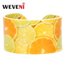 WEVENI Acrylic Summer Plenty Lemon Orange Bangles Bracelets Fashion Craft Fruit Jewelry For Women Girls Ladies Accessories Bulk 2024 - buy cheap