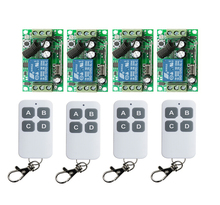 Sistema de controle remoto sem fio 1ch dc12v 8a, 55*32*16mm, 4 * receptor e 4 * transmissor, novo, 2016