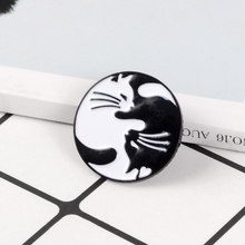 Cat Enamel Pin Black White Yin Yang Cat Brooches Tai Chi Animal Kitten Pins Badge Couples Brooch Lovers Jewelry Gift for Lover 2024 - buy cheap