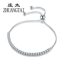 Настраиваемый шарм браслеты для женщин классический Кубический Цирконий Серебро цвет дружбы корейский браслет из цепи ювелирные изделия любимый 2024 - купить недорого