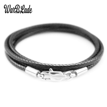 1.5mm 2mm 3mm Leather Cord Black Necklace Chain Stainless Steel Lobster Clasp Connector Waxed Rope For Men Women Jewelry Making 2024 - buy cheap