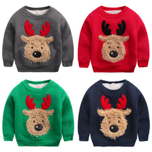 boy outerwear thicken camo fleece sweatshirt Christmas elk  winter plus velvet children's child clothing baby pullover top 2024 - buy cheap