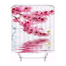 Custom Pink Flowers Bathroom Acceptable Shower Curtain Polyester Fabric Bathroom Curtain #180320-01-167 2024 - buy cheap