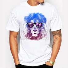 Lançamento 2019 camiseta masculina moderna manga curta verão estampa de leão camiseta gola redonda camisetas legais 2024 - compre barato