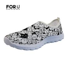 FORUDESIGNS Women Flats Sneakers Shoes Cats Print Summer Air Mesh Slip On Super Light Breathable Quick Dry Beach Shoes For Girls 2024 - buy cheap