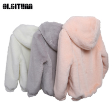 OLGITUM New 2018 Autumn and Winter Mink Short Fur Coat Pockets Plush Thickening Hooded Jacket FF078 2024 - buy cheap