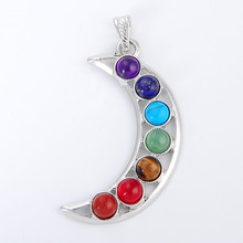 NEW 7 Chakras Natural Stone Pendant Round Angel Wings Health Amulet Fashion Reiki Energy Yoga Pendants for Necklace Jewelry 2024 - buy cheap