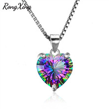 RongXing-colgantes de Corazón Arco Iris místico para mujer, collares de clavícula de boda de circón AAA lleno de oro blanco, los mejores regalos para madre, H0227 2024 - compra barato