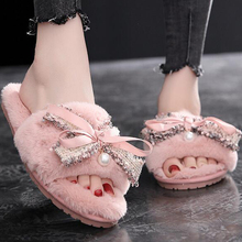 Women Slippers Winter Shoes Women Flat Sweet Home Slippers Indoor Shoes Woman Faux Fur Warm Autumn Fashion Ladies Shoes dd075 2024 - buy cheap