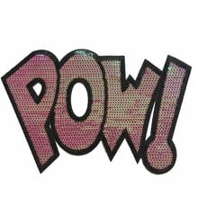 1 Piece New Pink Letter POW! Sequined Patches for Clothes Iron on Sequins Parch Handmade Garment Accessories Big Motif Appliques 2024 - buy cheap