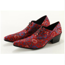 Mosassin-zapatos de tacón alto para hombre, calzado con flores para boda, color rojo, cuero genuino, formal, para oficina, oxford 2024 - compra barato