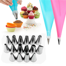 18Pcs/Set Silicone Pastry Bag Nozzle Tips Set DIY Icing Piping Cream Reusable Bakeware Pastry Nozzles Set Cake Decorating Tools 2024 - buy cheap