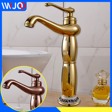 Basin Faucet Modern Bathroom Faucet Gold Brass Tall Single Handle Hole Cold and Hot Water Tap Deck Mounted Sink Faucet Mixer Tap 2024 - buy cheap