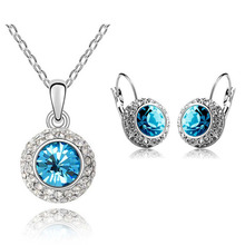 round moon fashion Jewelry set kate queen Austrian Crystal necklace Circle clip earringdropshipping quality women gifts 2024 - compre barato