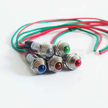 Luces indicadoras de metal de 8mm, lámpara de señal a prueba de agua con cable, 12V, 24V, 220v, lámpara de señal de potencia, mini luz indicadora LED 2024 - compra barato