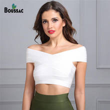 2019 New Fashion Tops V-neck Off Shoulder Bandage Tops White Solid Sexy Women Crop Tank Top Summer Wholesale 2024 - buy cheap