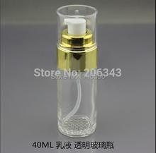 Novidade 40ml garrafa de vidro transparente com bomba de ouro para soro, loção ou base ou emulsão contendo 2024 - compre barato