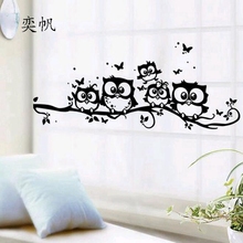 Free shipping Owls on tree wall stickers for kids rooms home decoration bedroom animals decals living room Swing Tree Poster 2024 - buy cheap