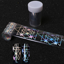 Лазерная Фольга для переноса ногтей с отрицательным пространством, геометрический дизайн, 100*4 см, наклейка для маникюра и ногтей 2024 - купить недорого