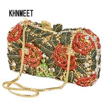 Bolso de noche con diamantes de imitación y flores para mujer, pochette de lujo, de Diamante tachonado, para fiesta, SC124 2024 - compra barato