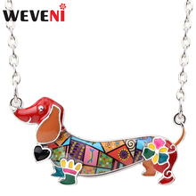 WEVENI-collar de aleación esmaltada con diseño de perro salchicha, cadena colgante collar con, joyería de animales para mujeres y niñas, accesorios de regalo nuevos 2024 - compra barato
