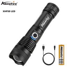 Lanterna de led alonefire h002 xhp50, lanterna com lente de comboio, bateria potente, luz tática de led, zoom rotativo, 26650 2024 - compre barato