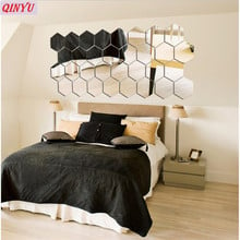 12pcs 10cm Hexagon Mirror Wall Sticker Art Wall Decor Wall Stickers Home Decor Living Room Mirrored Decorative Sticker 5zCF003-1 2024 - buy cheap