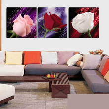 No Frame 3 Panels Modern Romantic Flowers Canvas Painting On Canvas Wall Art Cuadros Picture Home Decor For Living Room/ Bedroom 2024 - buy cheap