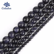 4mm 6mm 8mm 10mm Faceted Blue Sand Natural Synthetic Stone Round Ball Beads for DIY Necklace Bracelet Earring Jewelry Making 2024 - buy cheap